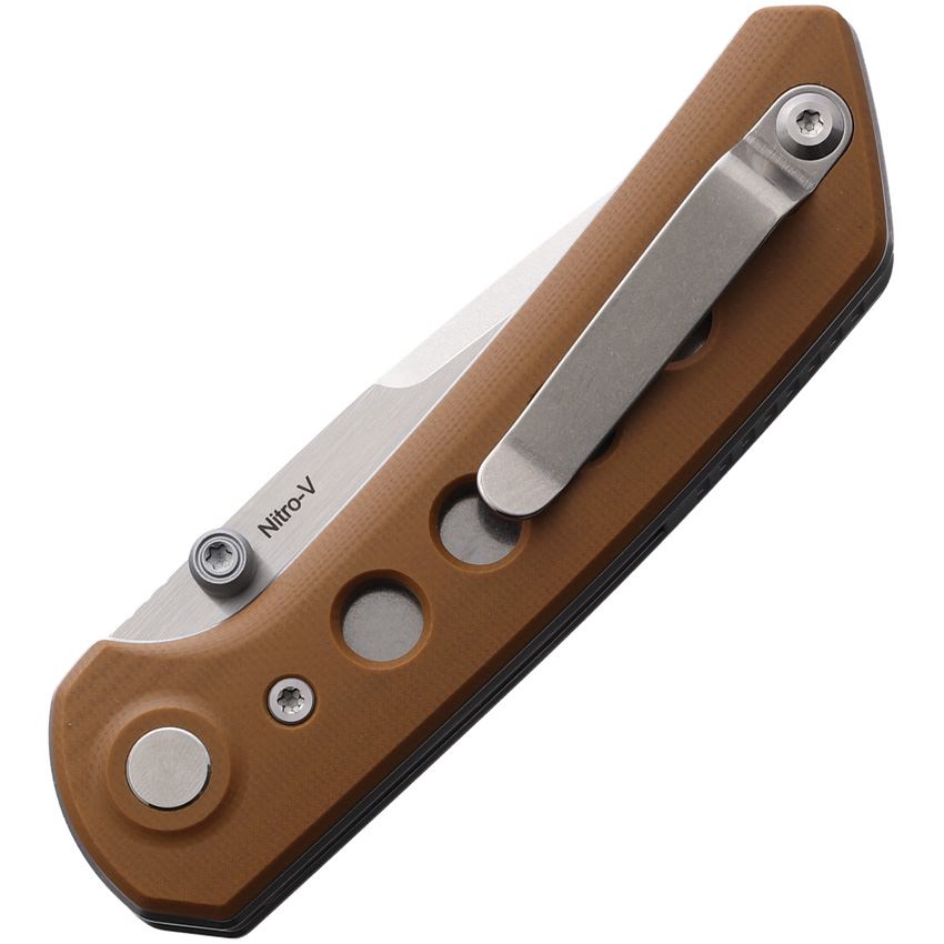 Reate 136 PL-XT Stonewashed Pivot Lock Knife Tan Handles