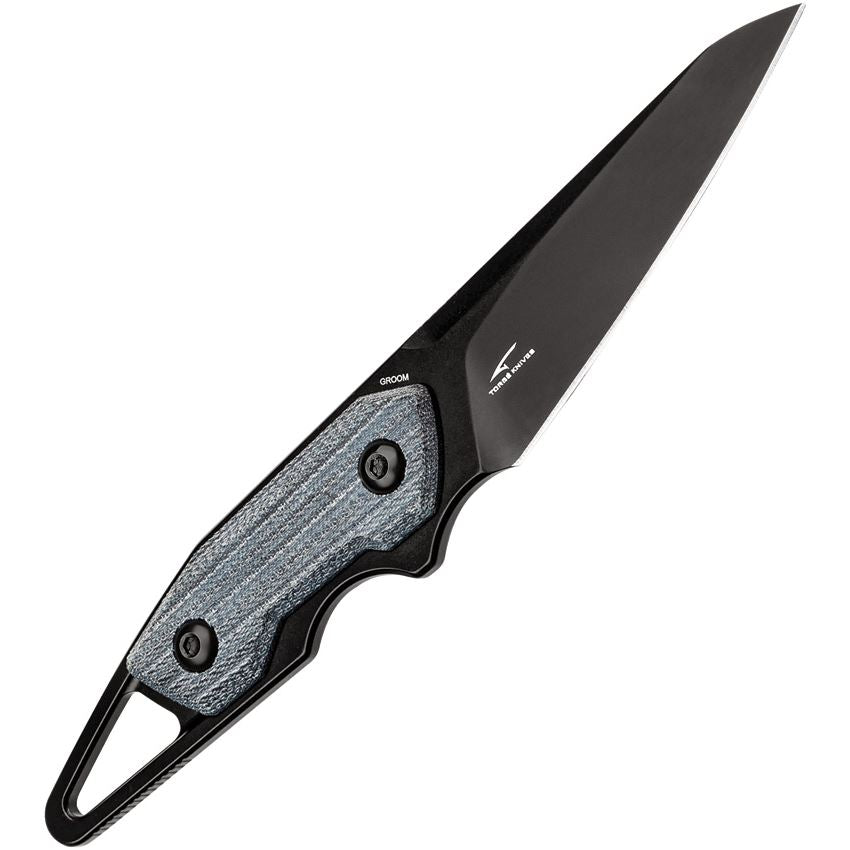 Kizer 1060A1 Groom Black Tanto Fixed Blade Knife Black Handles