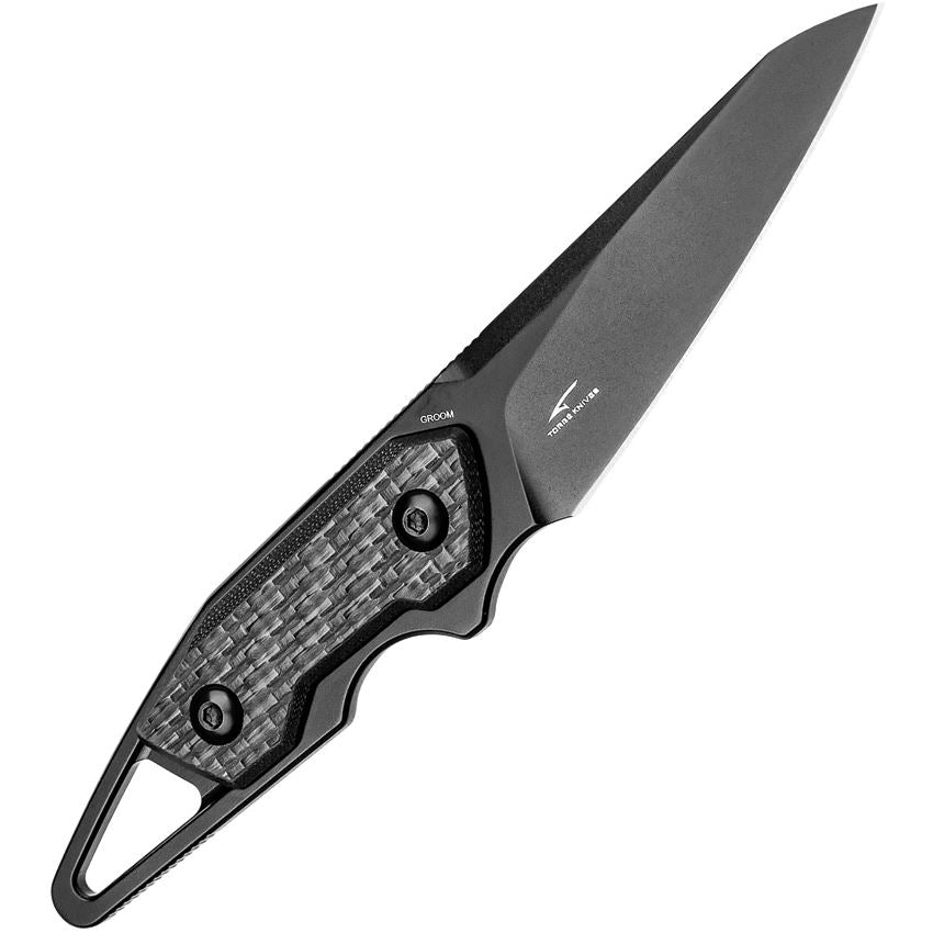 Kizer 1060A2 Groom Black Tanto Fixed Blade Knife Carbon Fiber Handles