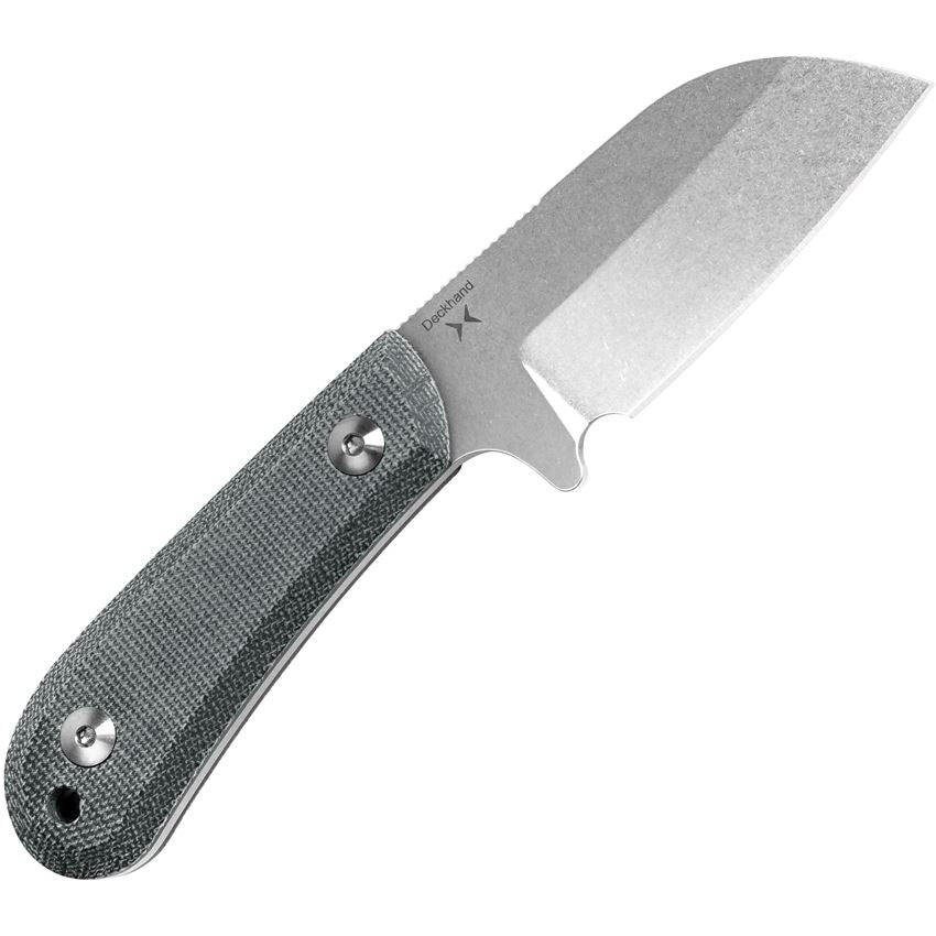 Kizer 1062A1 Deckhand Stonewash Fixed Blade Knife Black Handles