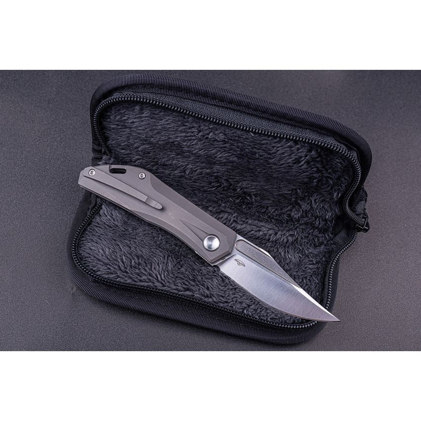 Real Steel 7041 Ventus Stonewash Slip Joint Knife Stonewash Ti Handles