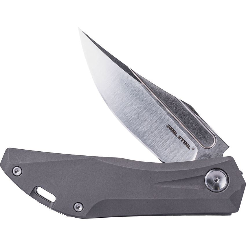 Real Steel 7041 Ventus Stonewash Slip Joint Knife Stonewash Ti Handles