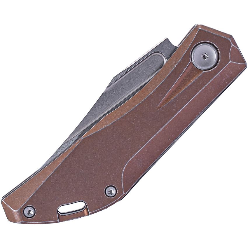 Real Steel 7042 Ventus Stonewash Slip Joint Knife Bronze Stonewash Ti Handles