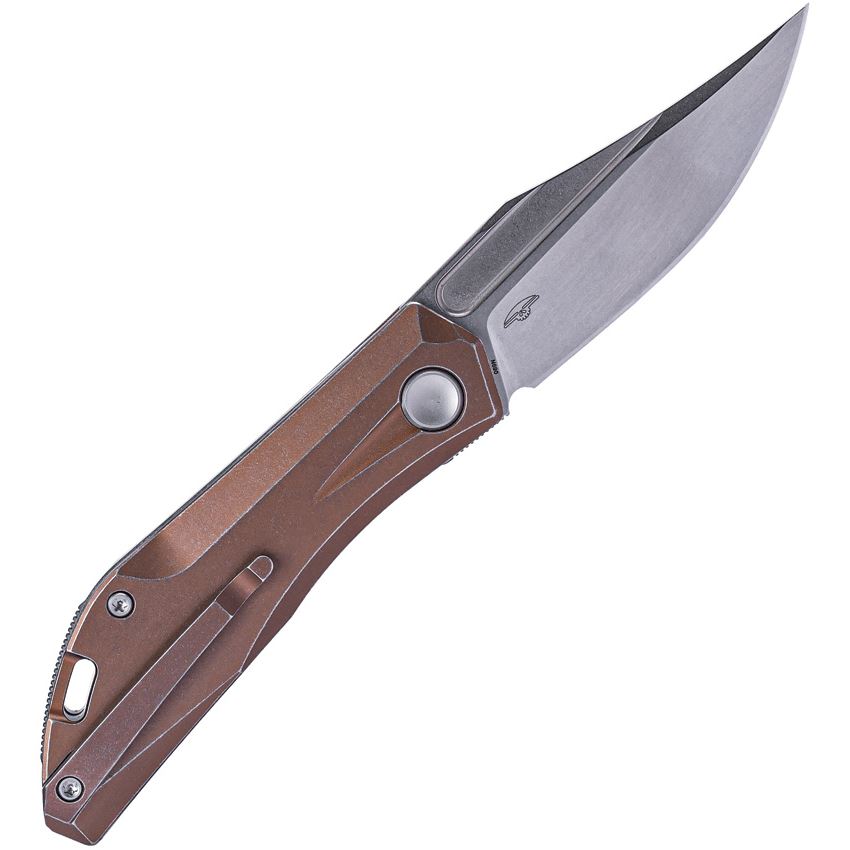 Real Steel 7042 Ventus Stonewash Slip Joint Knife Bronze Stonewash Ti Handles