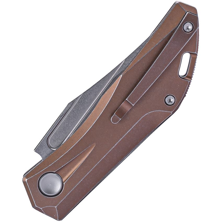 Real Steel 7042 Ventus Stonewash Slip Joint Knife Bronze Stonewash Ti Handles