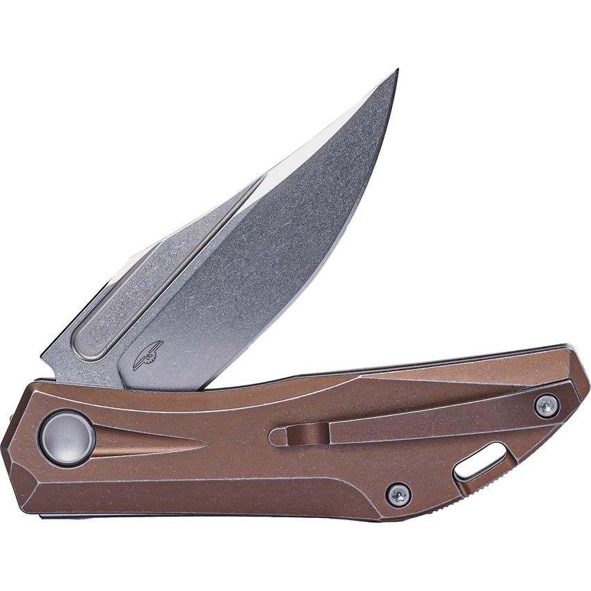 Real Steel 7042 Ventus Stonewash Slip Joint Knife Bronze Stonewash Ti Handles