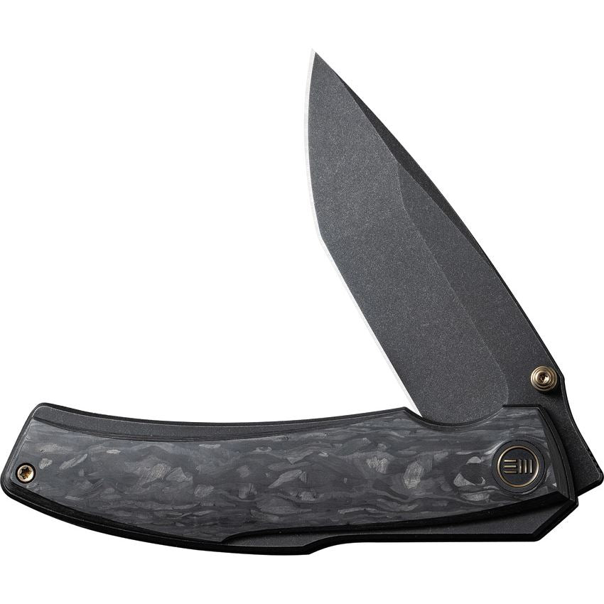 WE 230672 Swordfin Black Stonewash Tanto Linerlock Knife Shred Carbon Fiber Handles