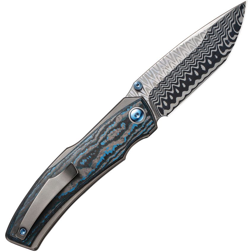 WE 23067DS1 Swordfin Damascus Tanto Linerlock Knife Arctic Storm Handles