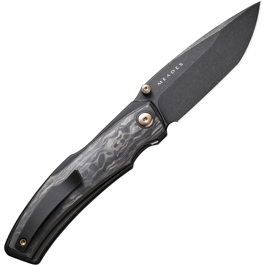 WE 230672 Swordfin Black Stonewash Tanto Linerlock Knife Shred Carbon Fiber Handles