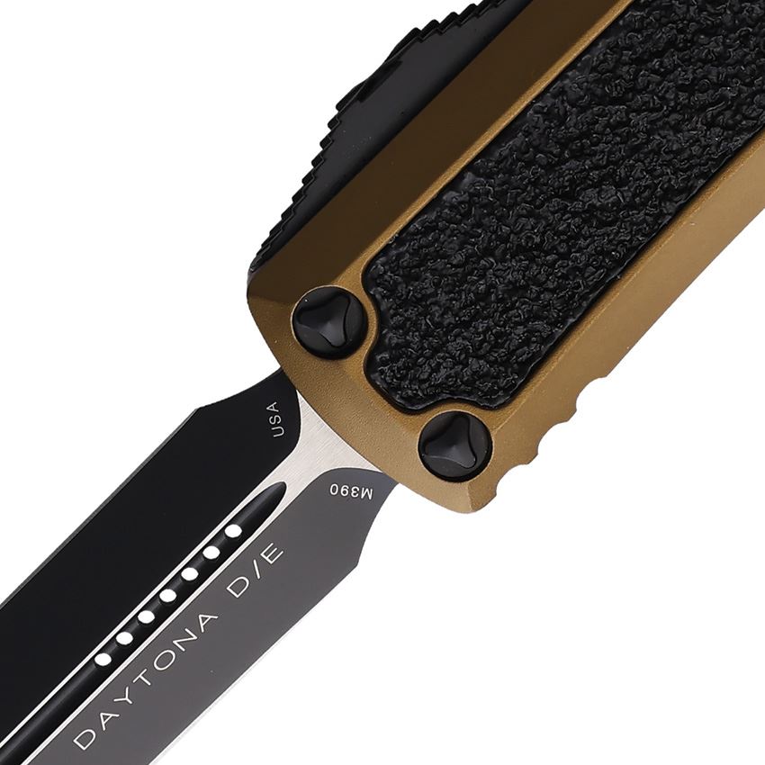 Microtech 1261TAS Auto Daytona Two-Tone Double Edge OTF Knife Tan Handles