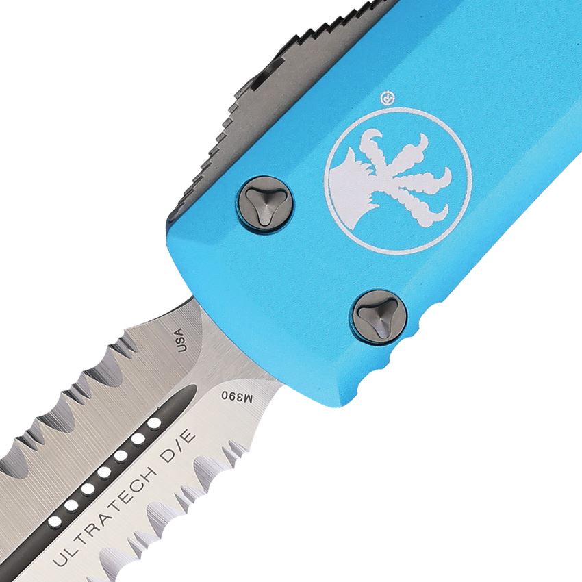 Microtech 1225TQ Auto Ultratech Apocalyptic Part Serrated Double Edge Dagger OTF Knife Turquoise Handles