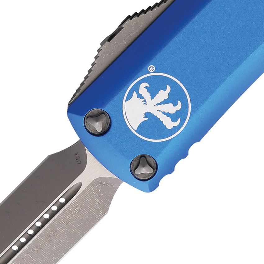 Microtech 23210APBL Auto UTX-85 Apocalyptic Double Edge Dagger OTF Knife Blue Handles