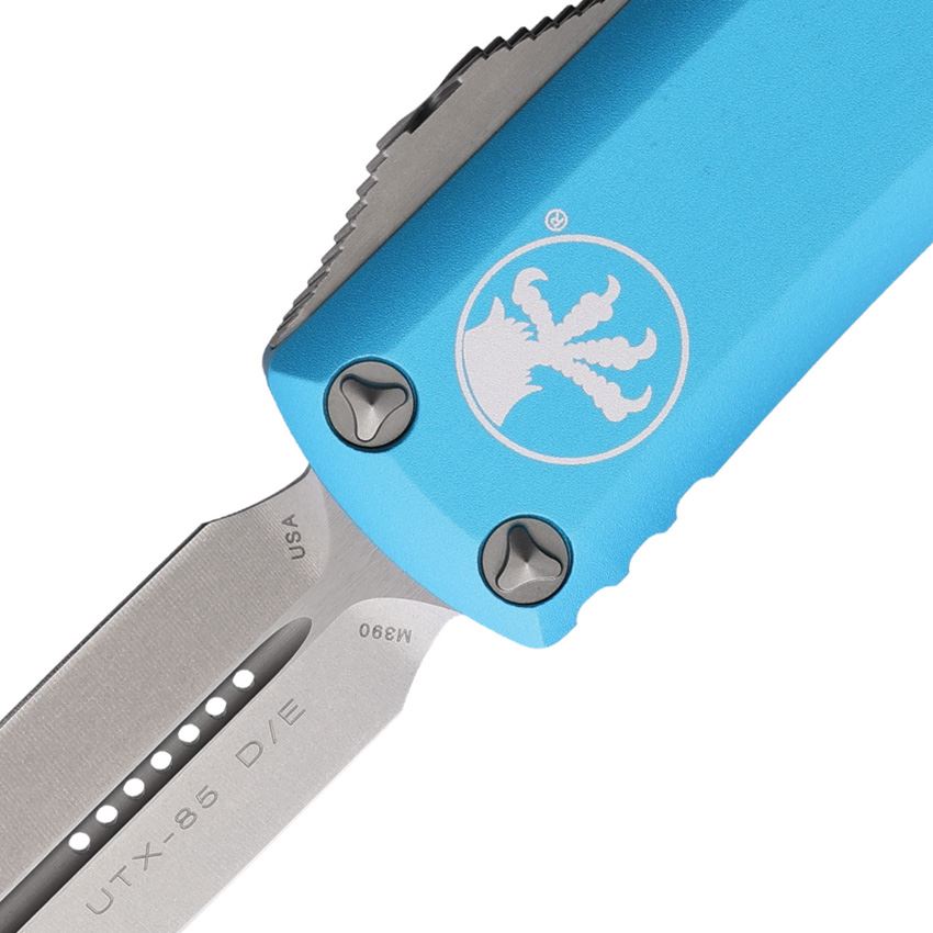 Microtech 23210TQ Auto UTX-85 Stonewash Double Edge OTF Knife Turquoise Handles