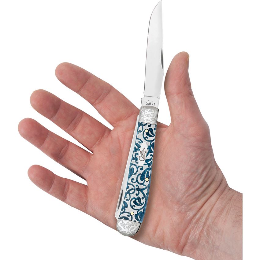 Case XX 10750 Trapper Knife Mediterranean Blue Bone Handles