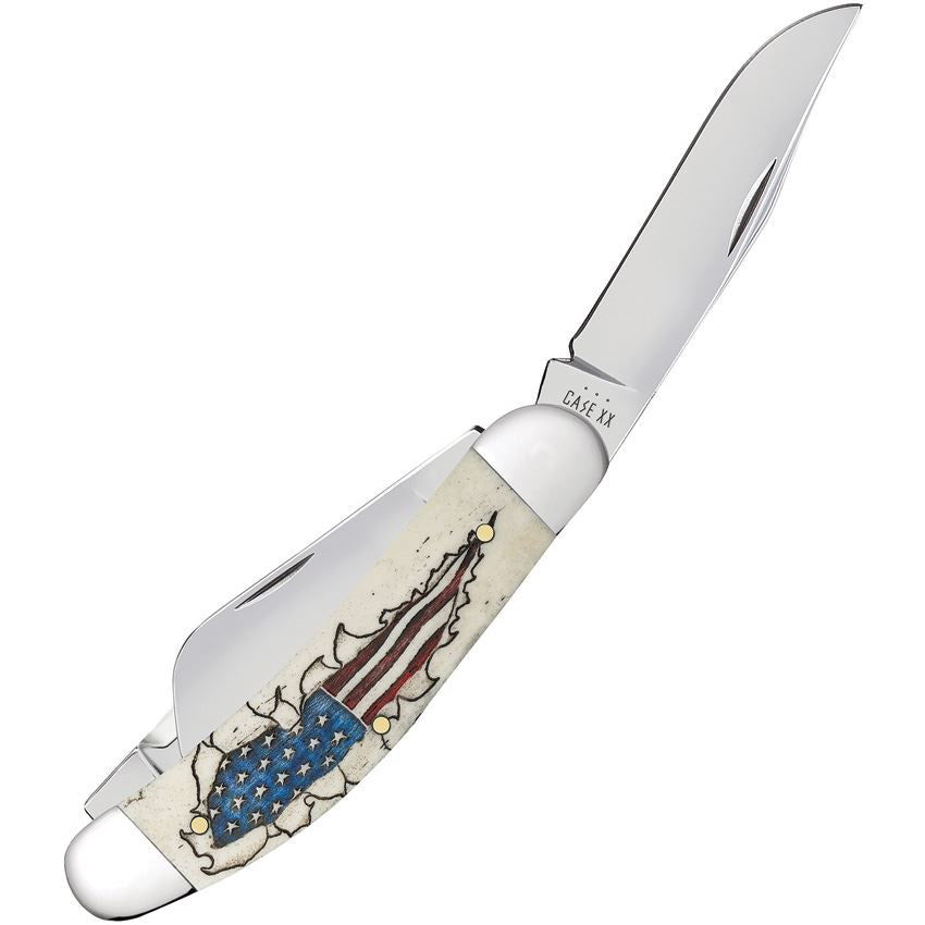 Case XX 10767 Sowbelly Knife Natural Bone Flag Handles