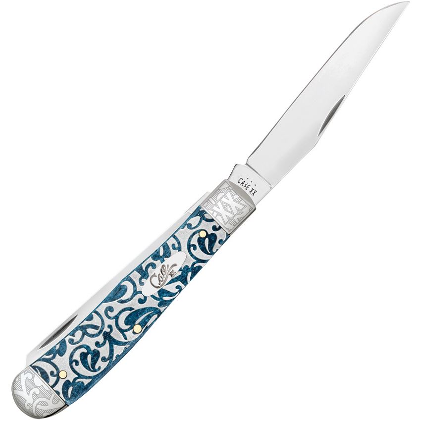 Case XX 10750 Trapper Knife Mediterranean Blue Bone Handles