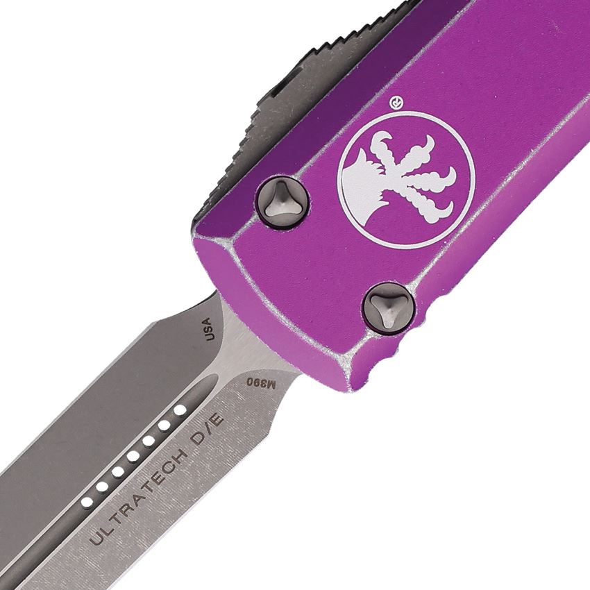 Microtech 12210DVI Auto Ultratech Apocalyptic Double Edge Dagger OTF Knife Distressed Violet Handles