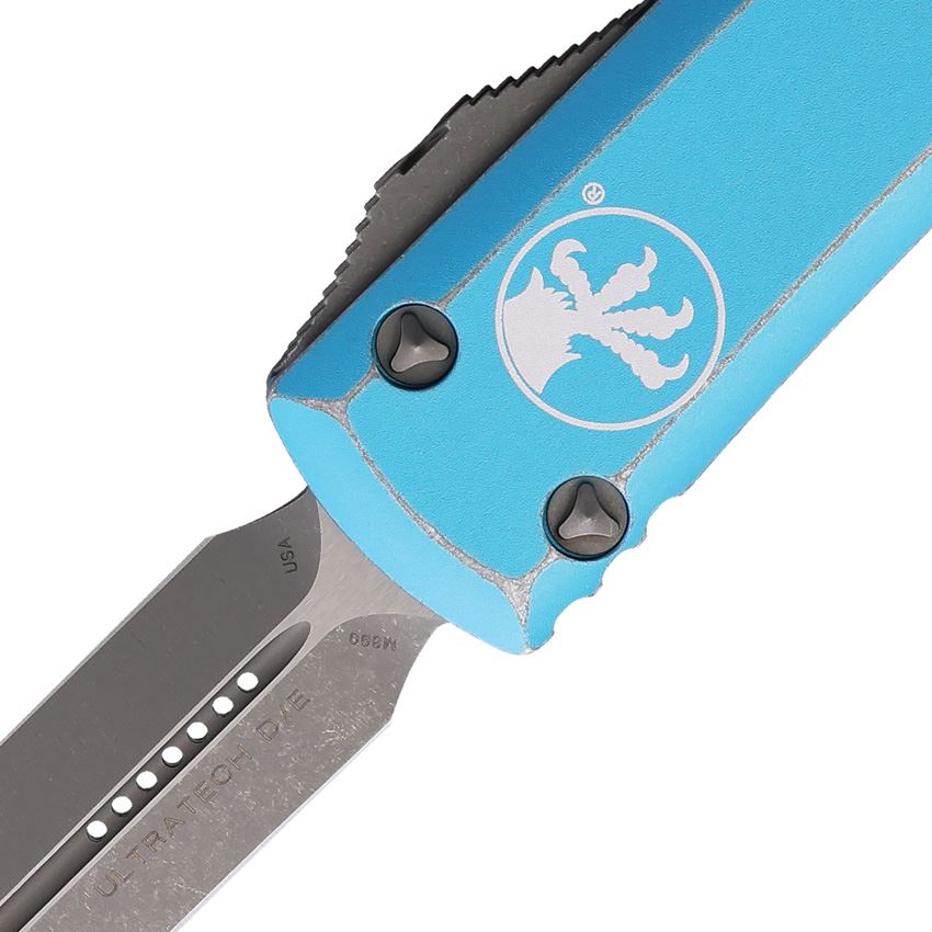 Microtech 12210DTQ Auto Ultratech Apocalyptic Double Edge Dagger OTF Knife Distressed Turquoise Handles