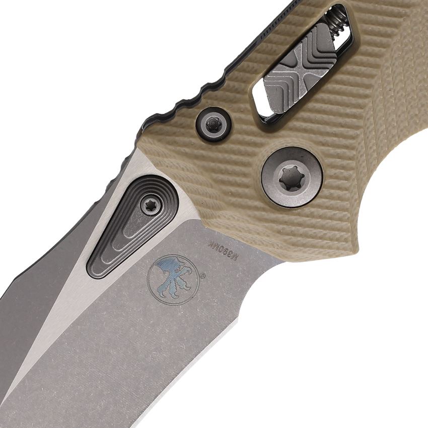 Microtech 16151 Amphibian Apocalyptic Single Edge Ram-Lok Knife Tan G10 Handles