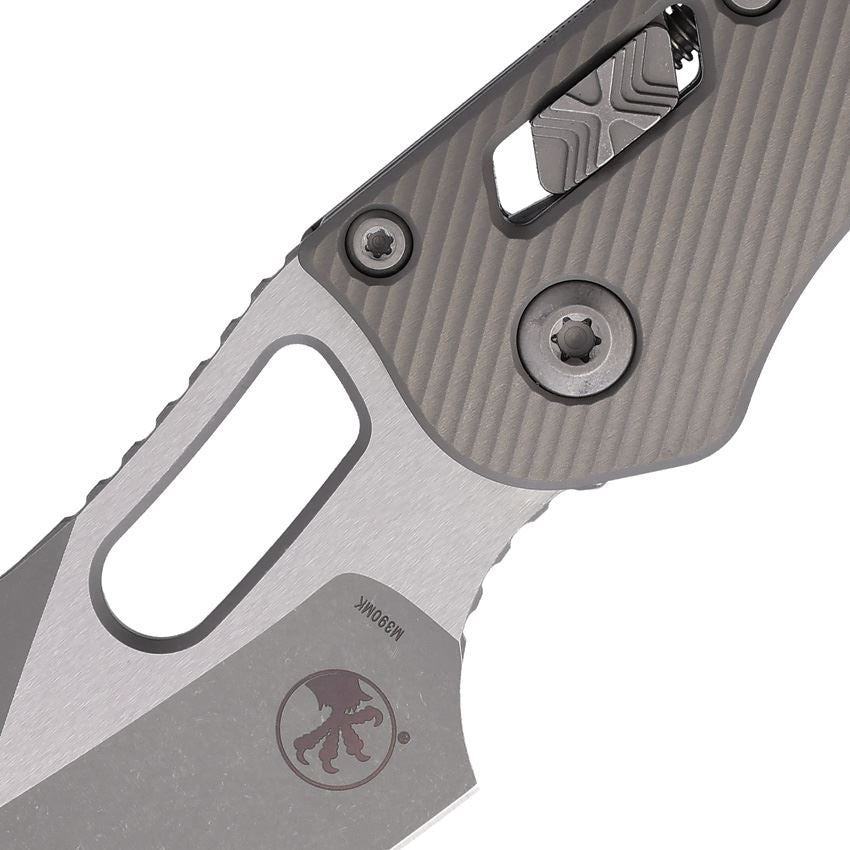 Microtech 16586 Stitch Apocalyptic Single Edge Ram-Lok Knife Knife Gray Fluted Handles