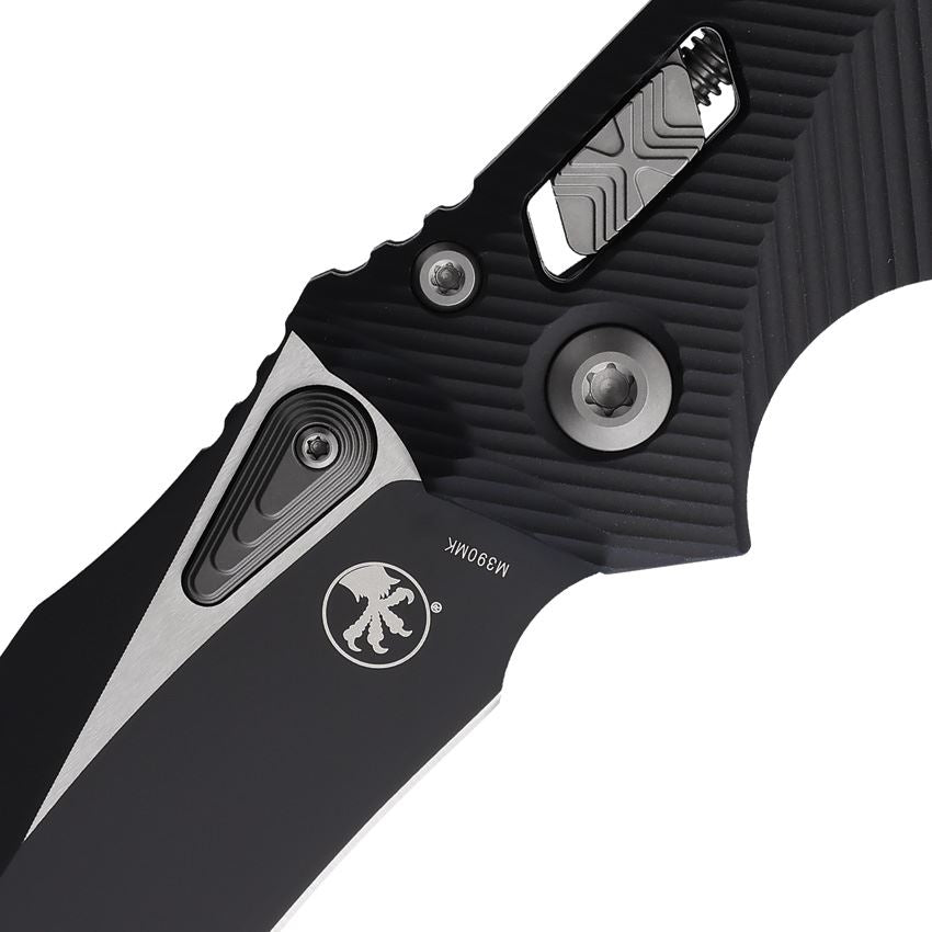 Microtech 16383 Amphibian Serrated Black Stonewash Single Edge Ram-Lok Knife Black Handles