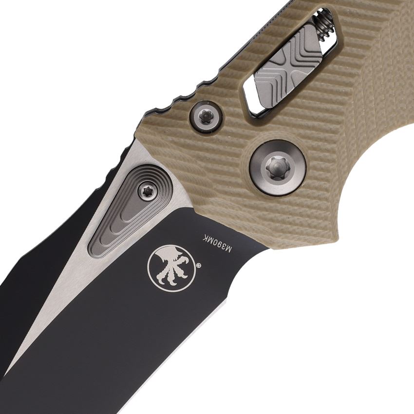 Microtech 16392 Amphibian Two-Tone Single Edge Ram-Lok Knife Tan Handles