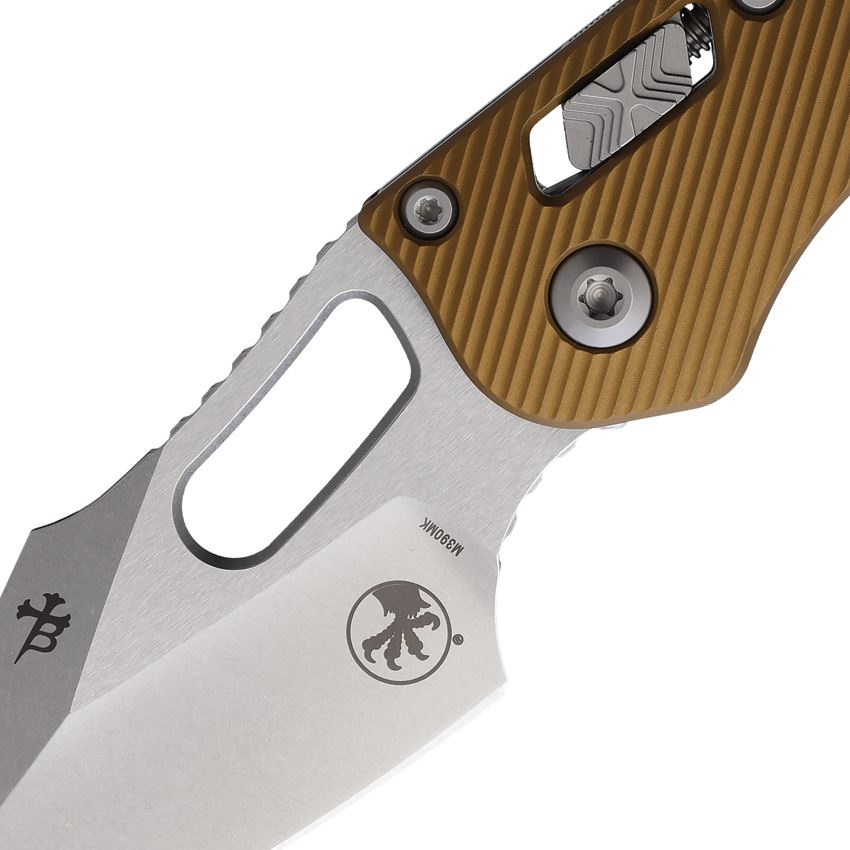 Microtech 16901 Stitch Single Edge Stonewash Ram-Lock Knife Knife Tan Handles