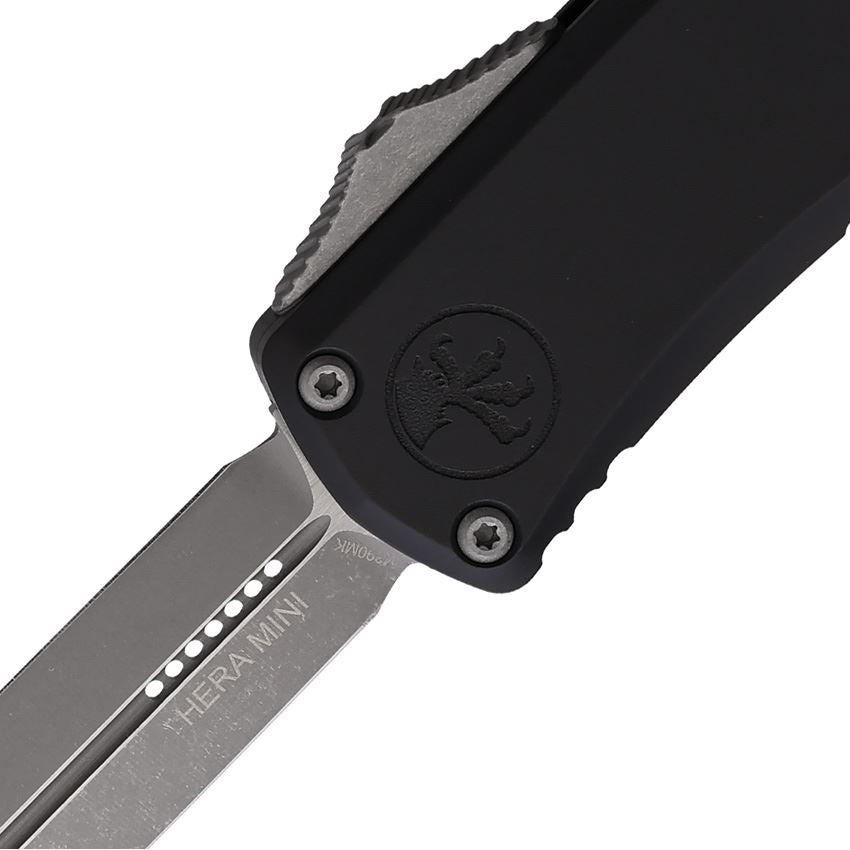 Microtech 1702M10AP Auto Hera II Mini Apocalyptic Double Edge Dagger OTF Knife Black Handles