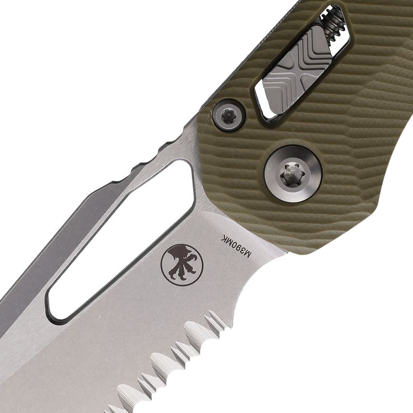 Microtech 21011FLGTOD MSI Part Serrated Stonewash Ram-Lock Knife OD Green Handles