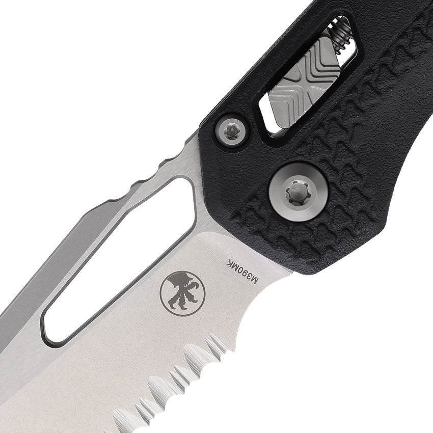 Microtech 210T11PMBK MSI Part Serrated Stonewash Ram-Lock Knife Tri-Grip Black Handles