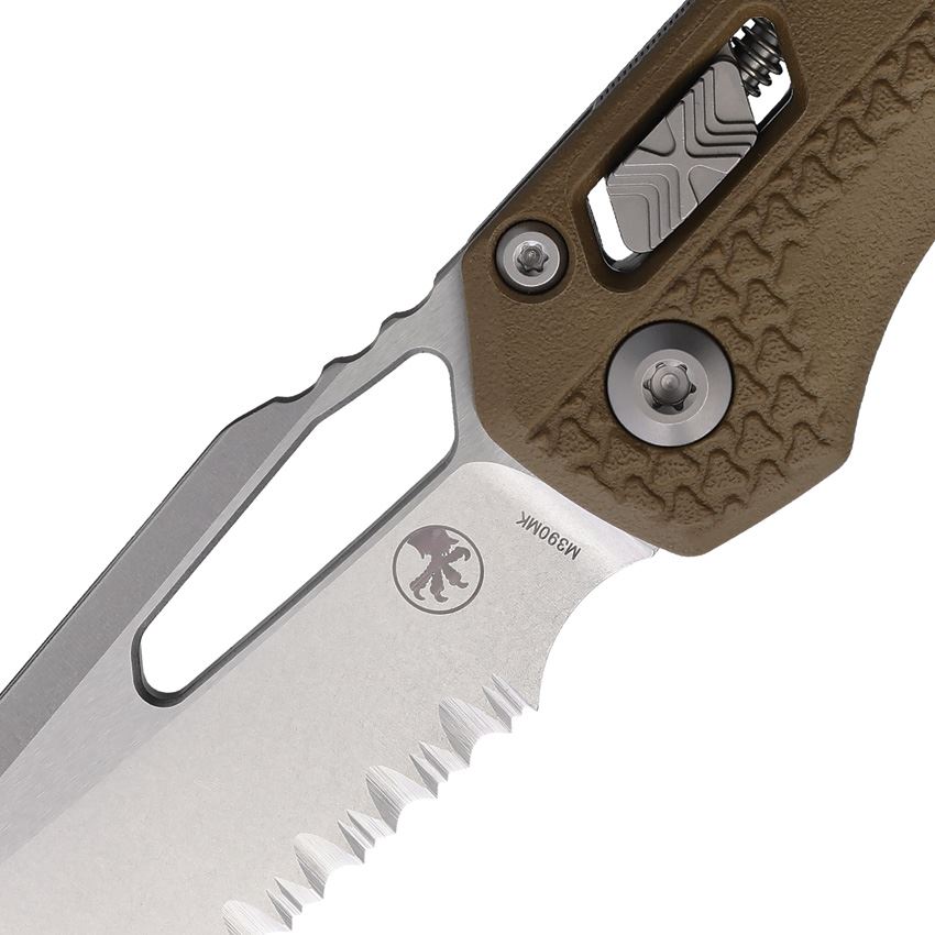 Microtech 210T11PMDE MSI Part Serrated Stonewash Double Edge Ram-Lock Knife Dark Earth Handles