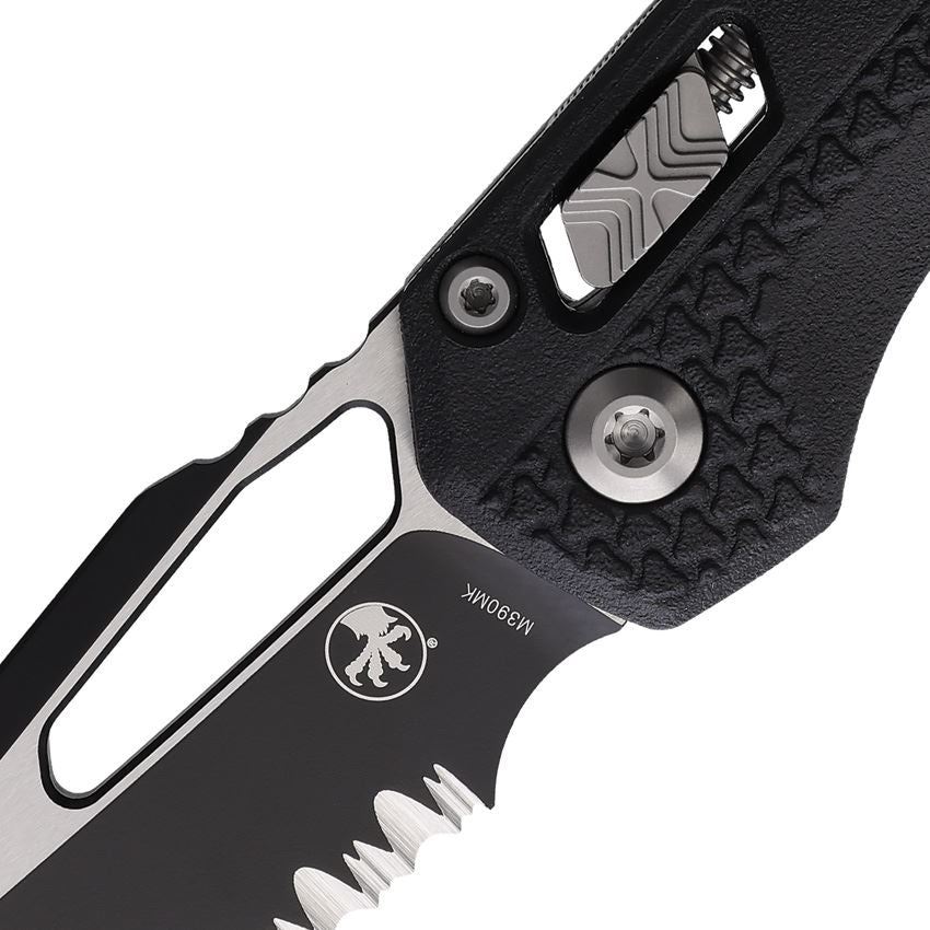 Microtech 210T2PMBK MSI Part Serrated Two-Tone Sheepsfoot Ram-Lok Knife Black Handles