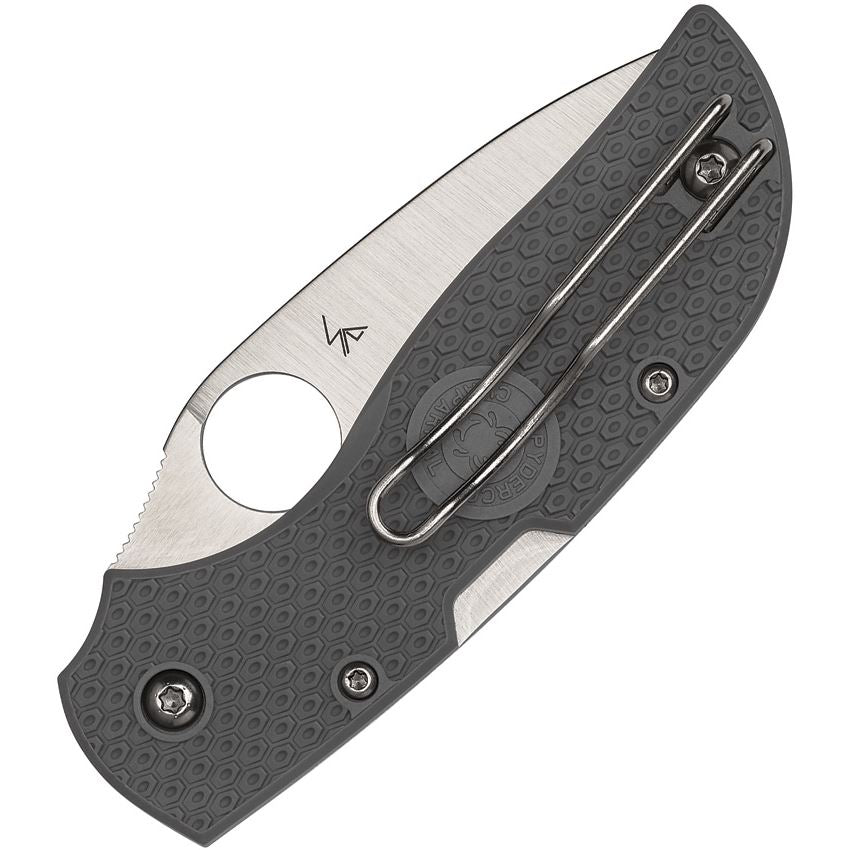 Spyderco 152SGY Chaparral LWT Serrated Satin Lockback Knife Gray Handles