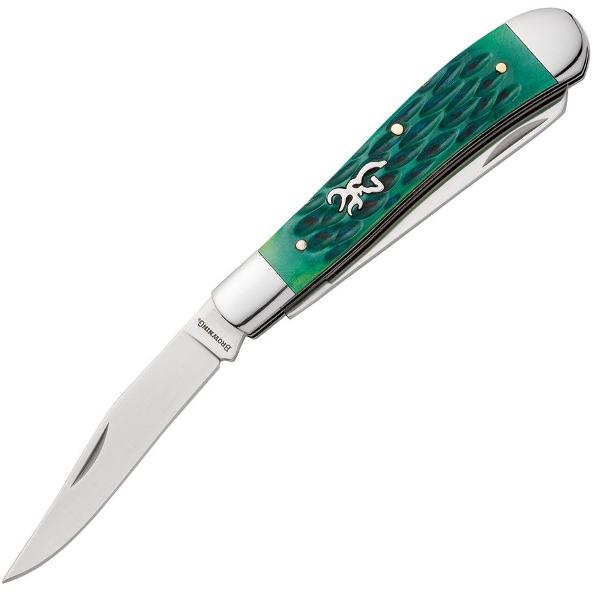 Browning 0540B Trapper Knife Green Jigged Bone Handles