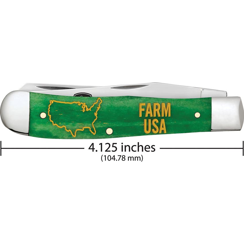 Case XX 15794 John Deere Trapper Knife Green Smooth Bone Handles