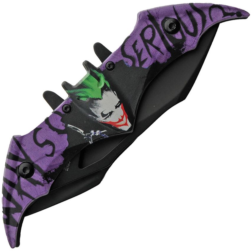 Rite Edge 300609PU Why So Serious Assist Open Black Linerlock Knife Black/Purple Handles