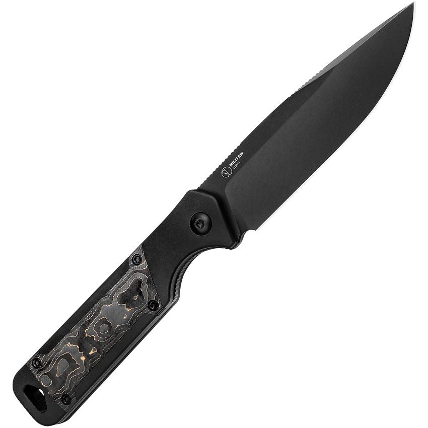 Kizer 1067A1 Militaw Black Stonewash Fixed Blade Knife Black/Gold Handles