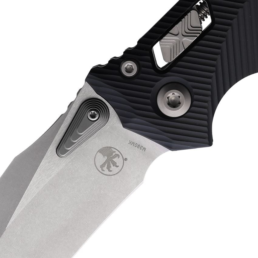 Microtech 16107 Amphibian Stonewash Single Edge Ram Lok Knife Black Handles