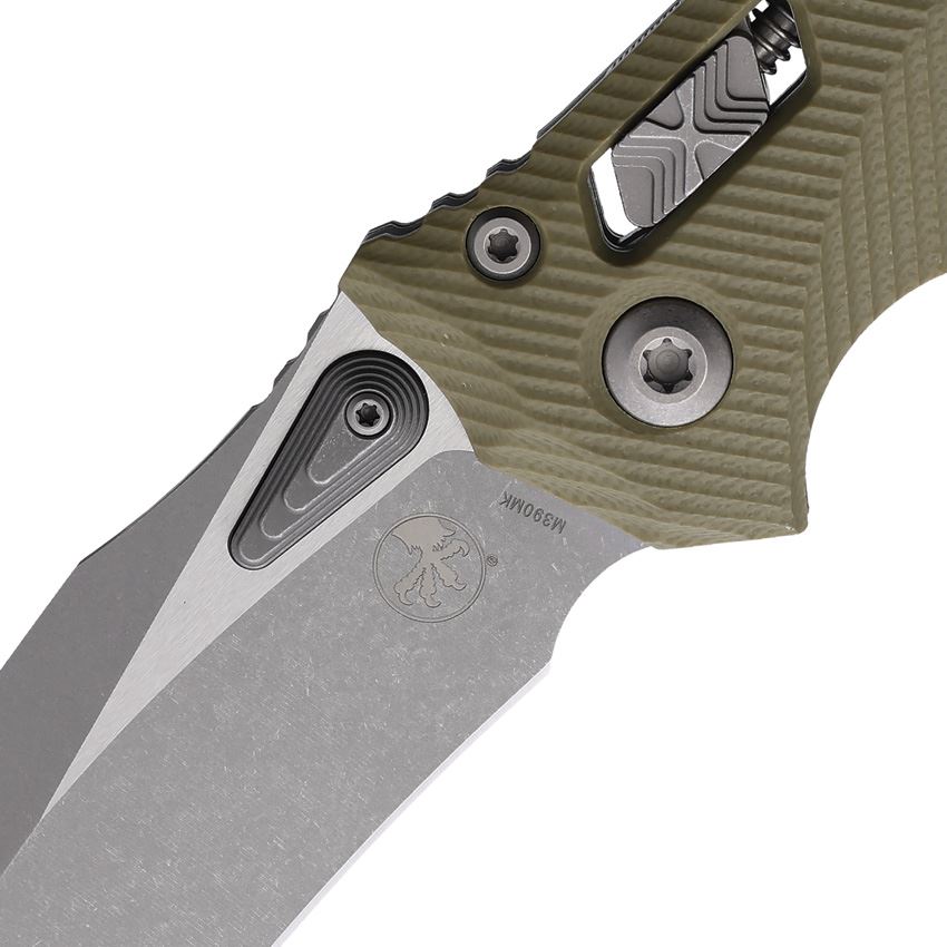 Microtech 16137 Amphibian Apocalyptic Single Edge Ram Lok Knife OD Green Handles