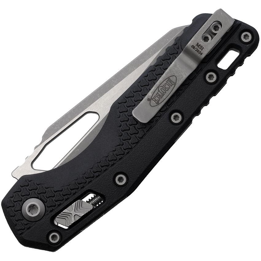 Microtech 16952 MSI 30th Anniversary Apocalyptic Sheepsfoot Ram Lok Knife Black Tri-Grip Handles