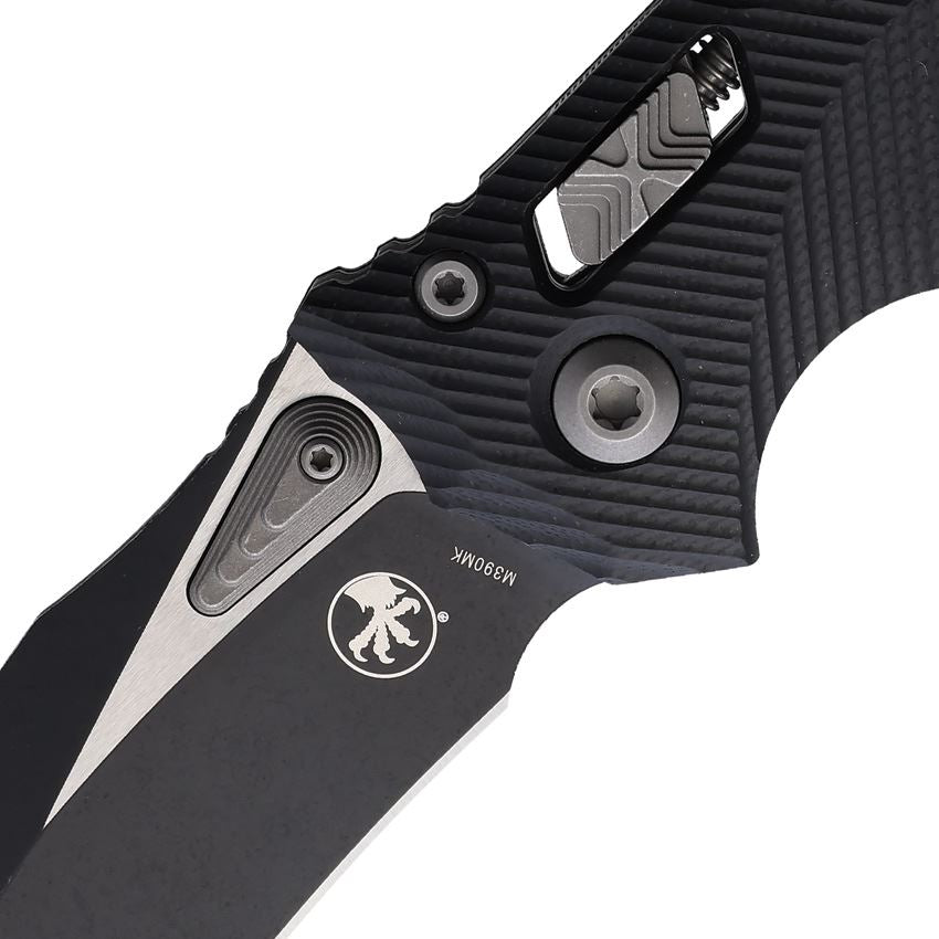 Microtech 16973 Amphibian Black Apocalyptic Single Edge Ram Lok Knife Black G10 Handles