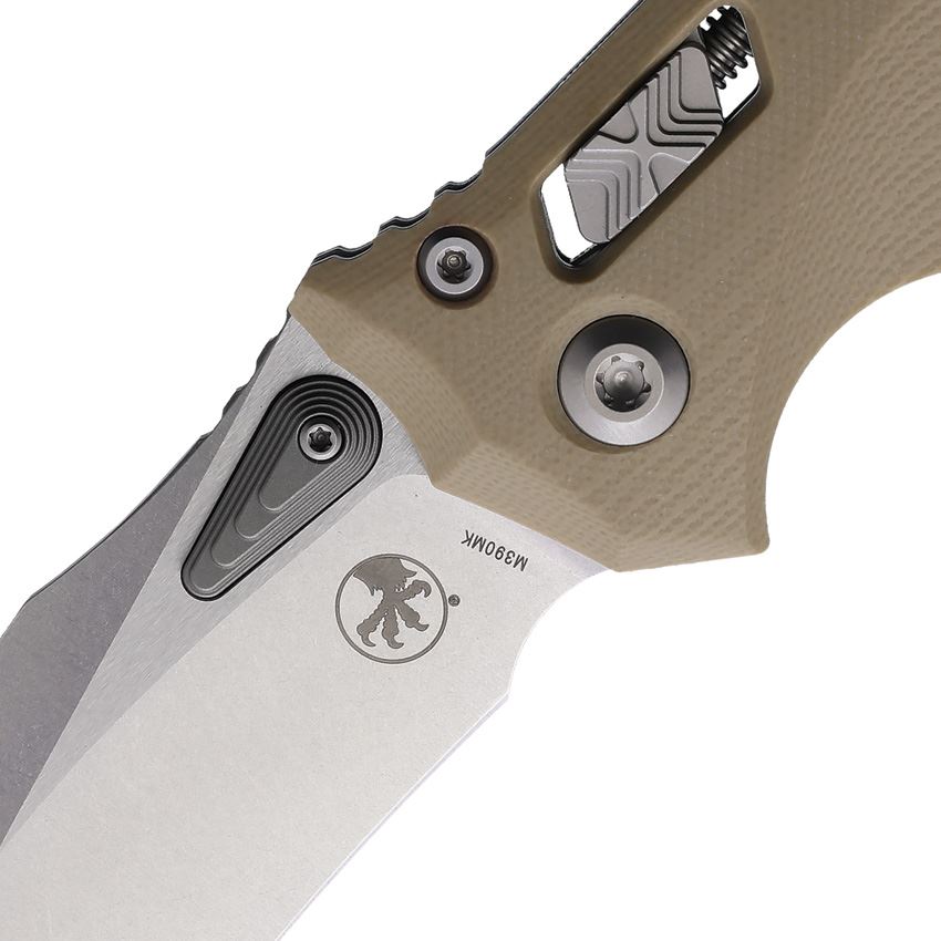 Microtech 17015 Amphibian Stonewash Single Edge Ram Lok Knife Tan Frag Handles