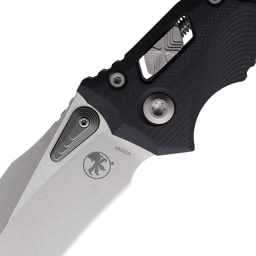 Microtech 17037 Amphibian Stonewash Single Edge Ram Lok Knife Black Frag Handles