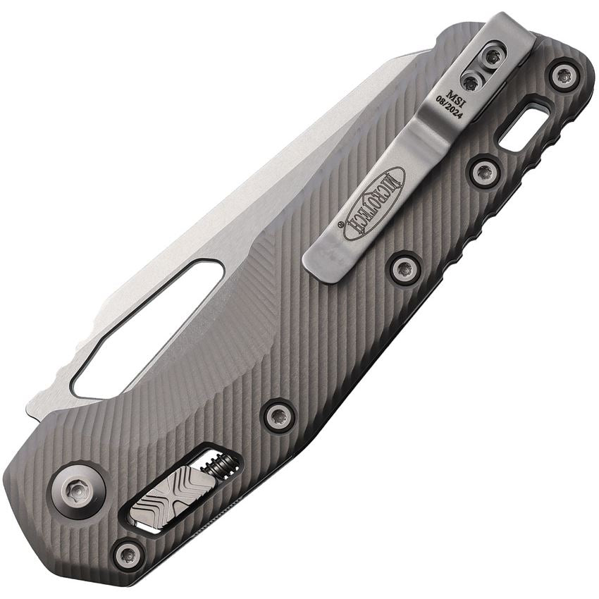 Microtech 21010FLNC MSI Stonewash Sheepsfoot Ram Lok Knife Gray Handles