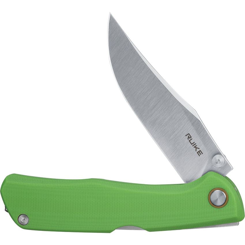 RUIKE P882G P882 Satin Lockback Knife Green Handles