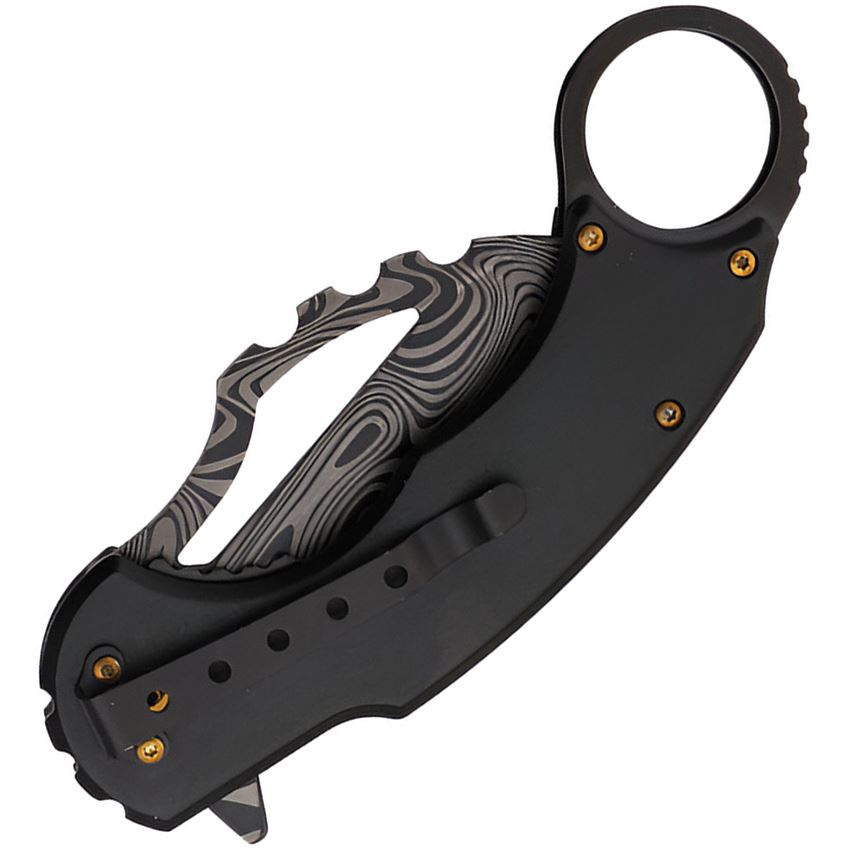 S-TEC 27208BK Karambit Assist Open Linerlock Knife Black Handles