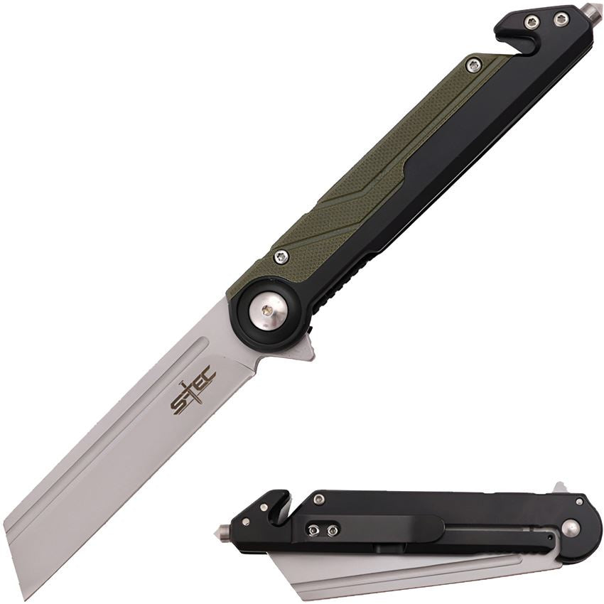 S-TEC 271288GN Assist Open Bead Blast Framelock Knife Green Handles