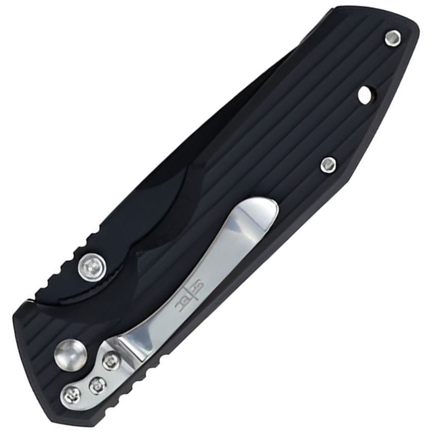 S-TEC S019 Assist Open Black Linerlock Knife Black Handles