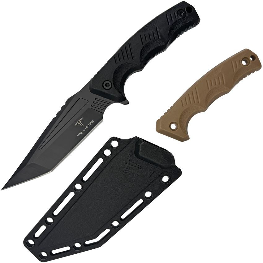 Takumitak 305 Reaper Black Tanto Fixed Blade Knife Black Handles