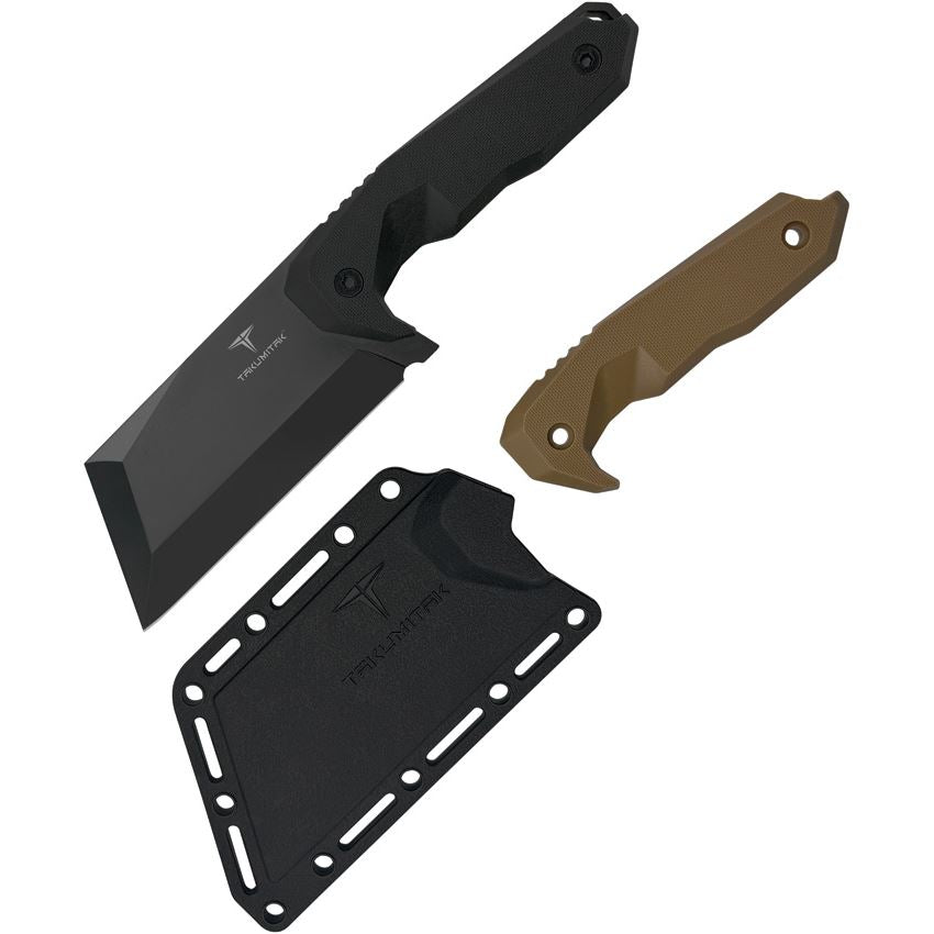 Takumitak 308 Antidote Black Cleaver Fixed Blade Knife Black Handles